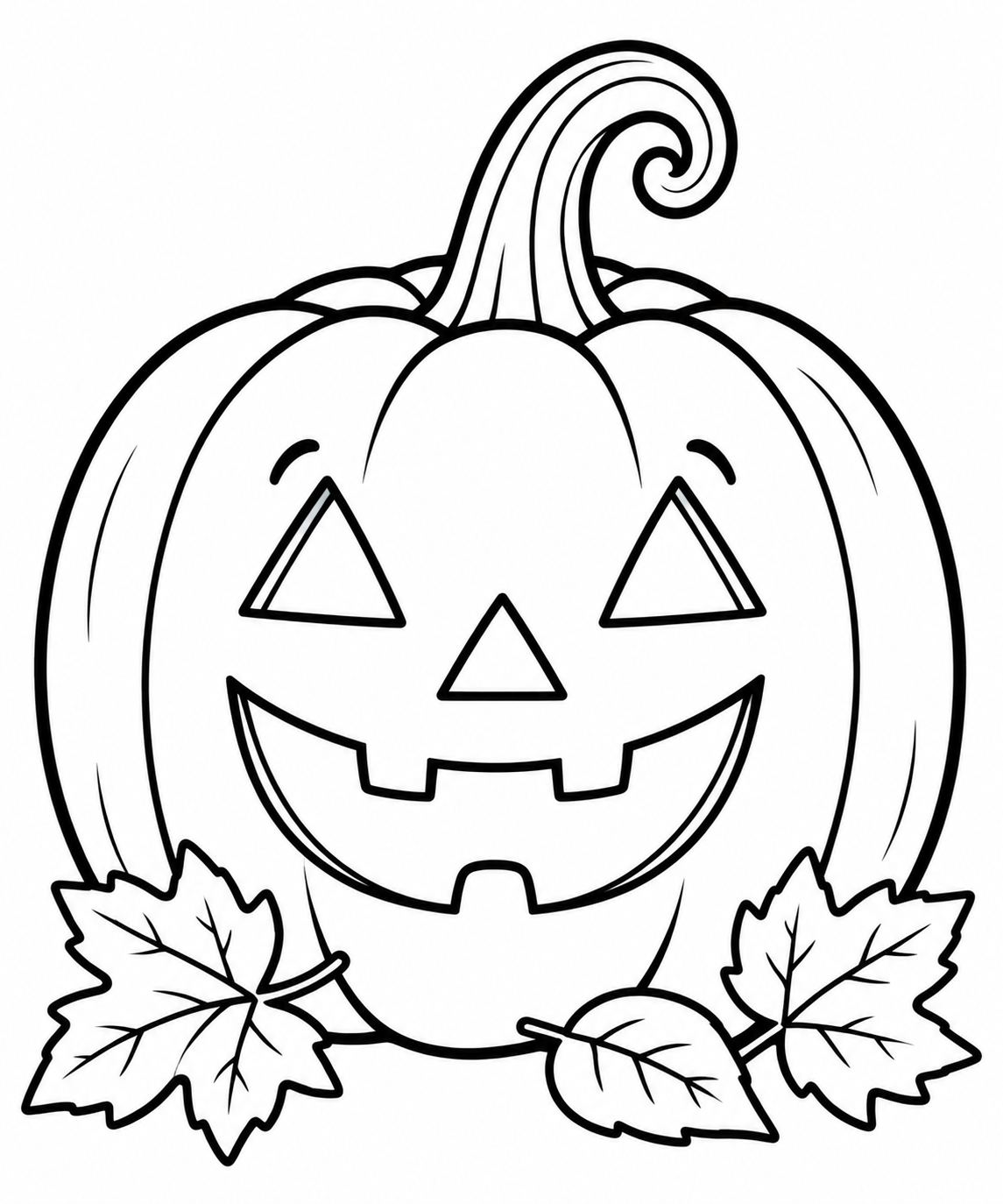 Smiling Jack-o'-Lantern Pumpkin Halloween coloring page for kids